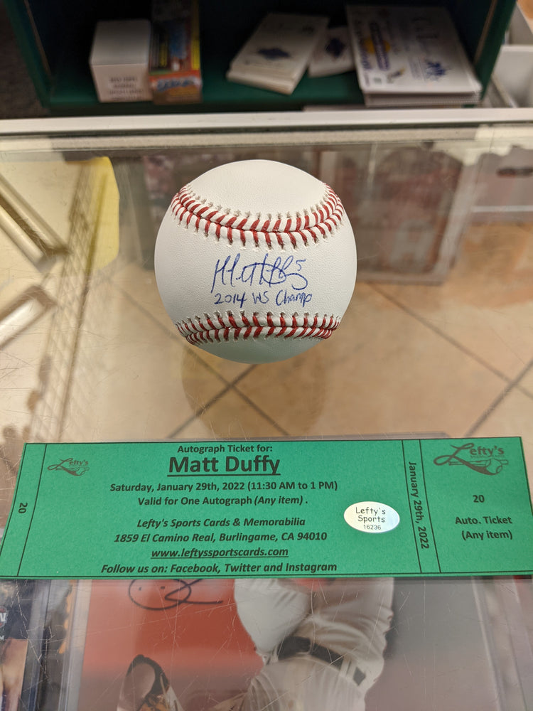 Matt Duffy "2014 WS Champ" San Francisco Giants Autographed Baseball