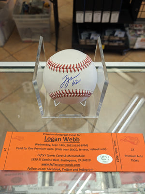Logan Webb San Francisco Giants Autographed Baseball